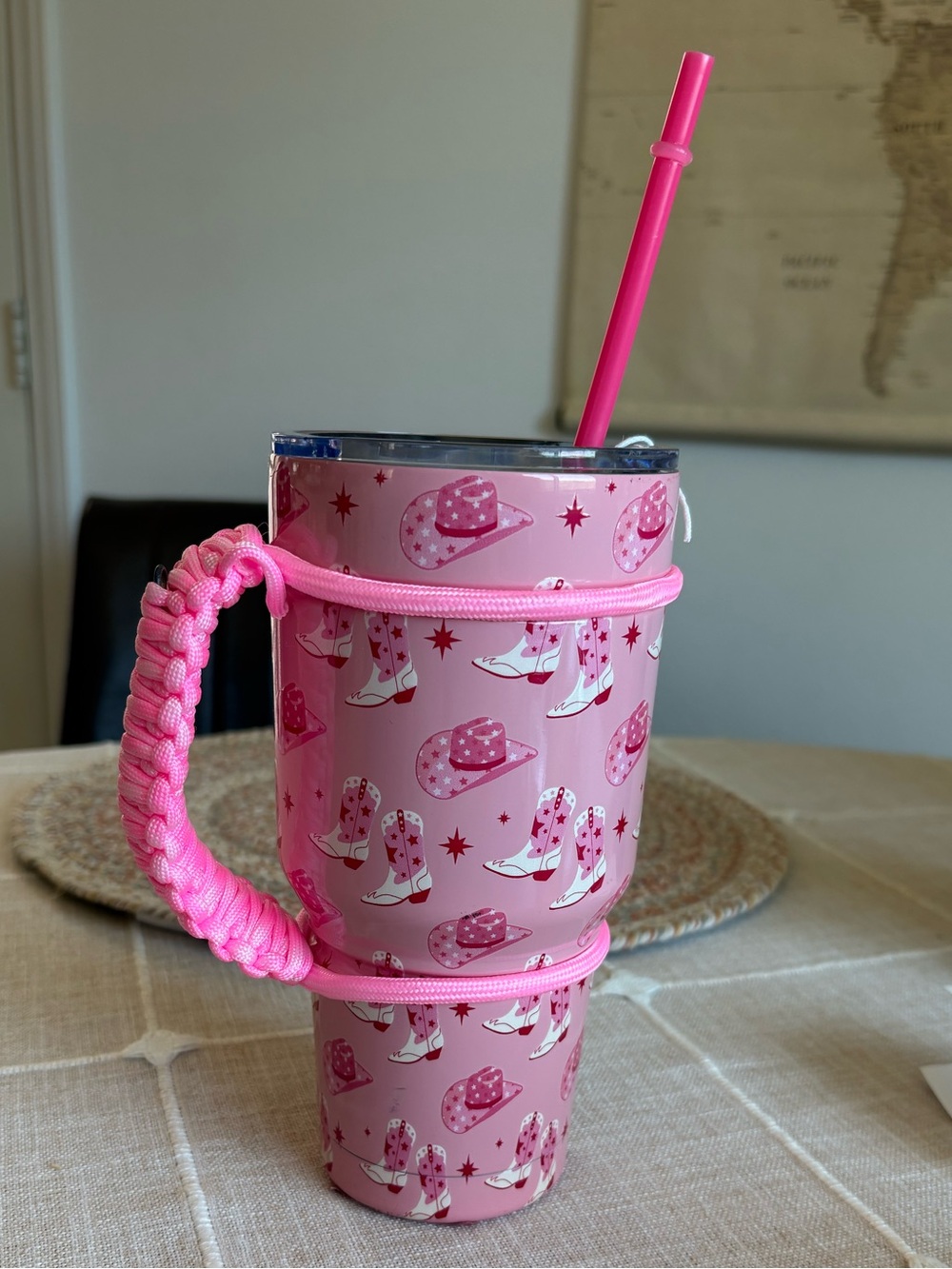 Pink Cowboy Boot & Hat Tumbler with Handle NEW